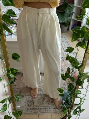 H&M Cream Wide-Leg Trousers